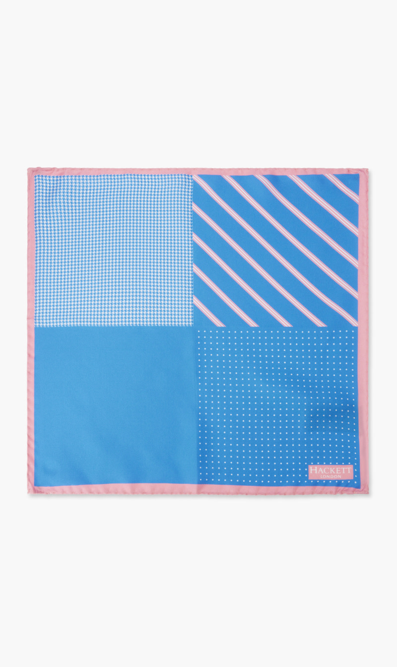 

Hackett London Blue Multi Pattern Pocket Square for Men | The Deal Outlet