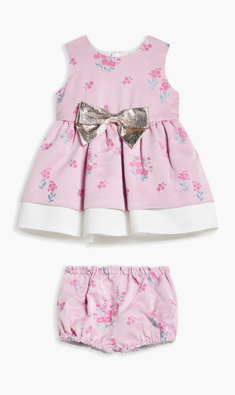 

Hucklebones Pink Tiered Hem Bodice Dress & Bloomers for Kids | The Deal Outlet