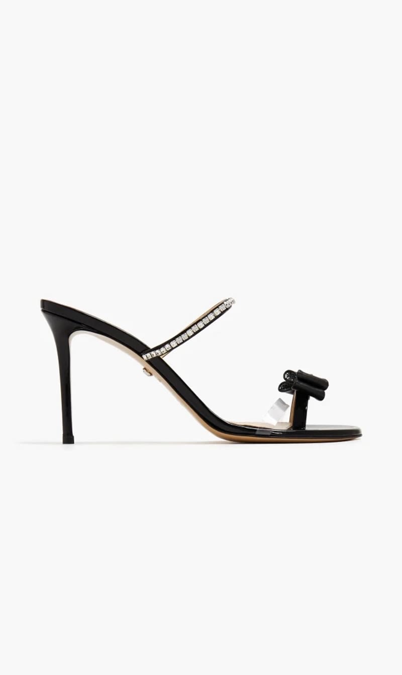 

Mach And Mach Black Petite Cadeau Black Patent Leather Mules With Crystals(95mm) for Women | The Deal Outlet