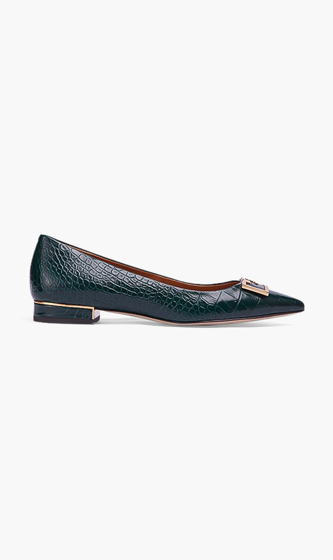 

TORY BURCH Gigi Pointy Toe Croco Flats