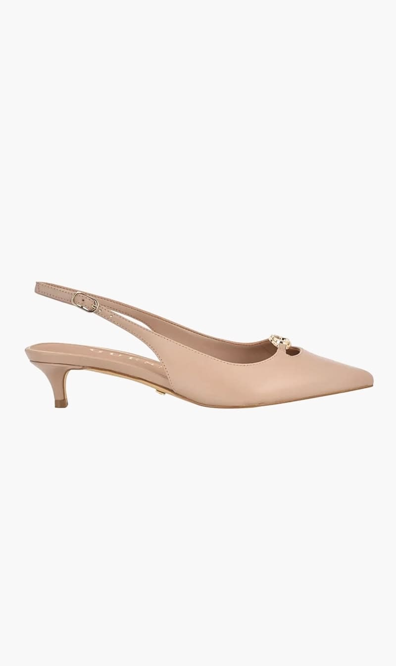 Beige Guess Black Pointed Toe Slingback for Women
