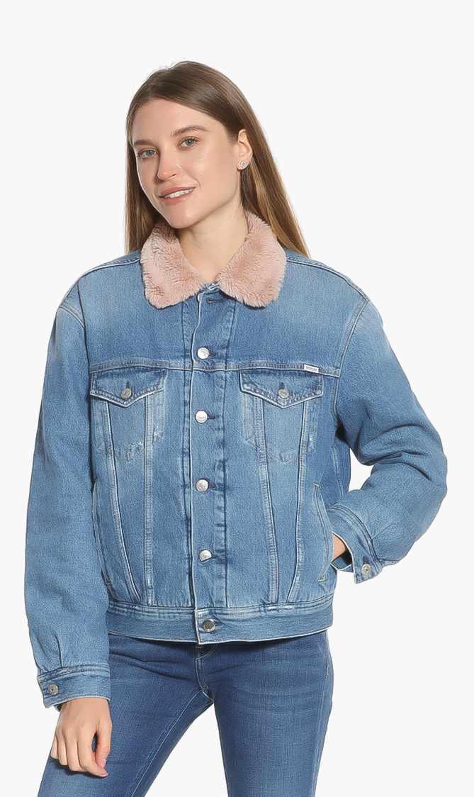 

Eco-sheepskin Denim Jacket, Blue