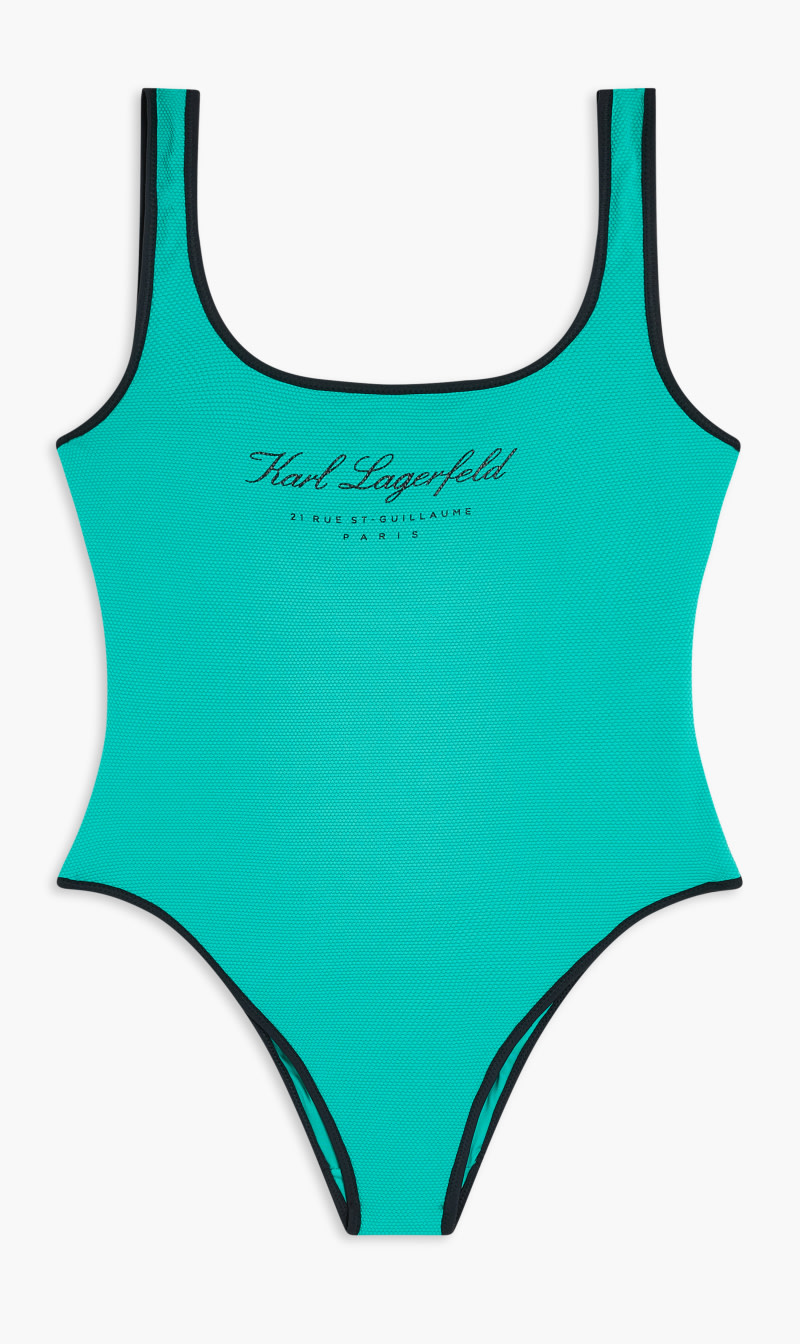 

Karl Lagerfeld Green Hotel Styled Swimsuit for Women | The Deal Outlet