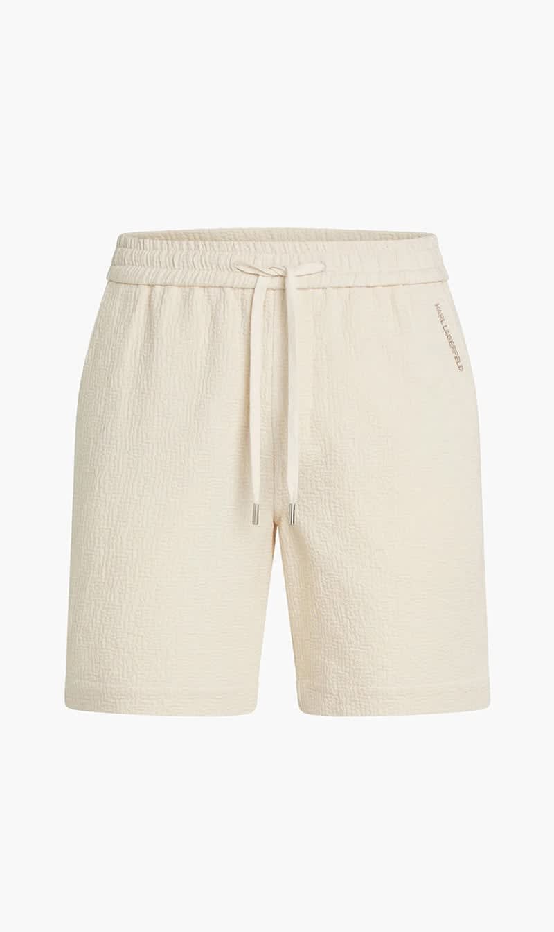 Karl Lagerfeld Beige Cotton Bambula Shorts for Men