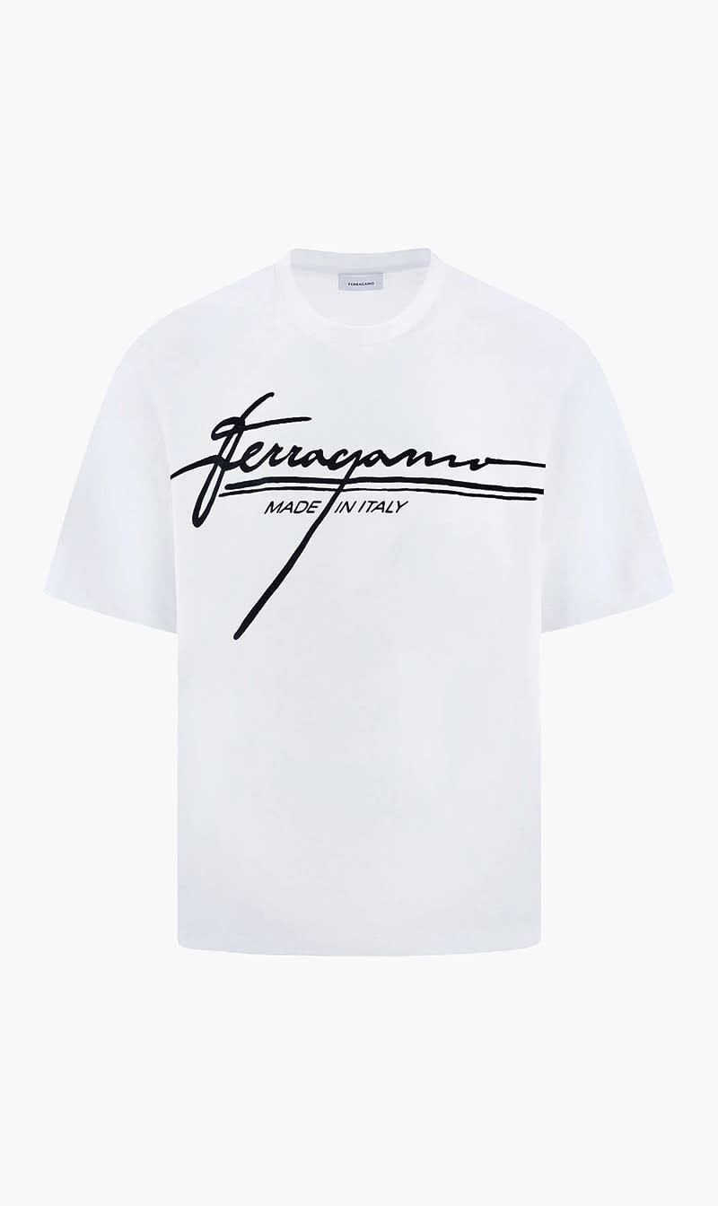 Ferragamo White Signature T-shirt for Men