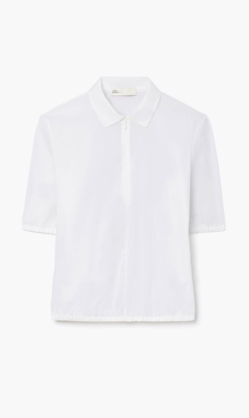 

Tory Burch White Nylon Taffeta Zip Polo for Women | The Deal Outlet