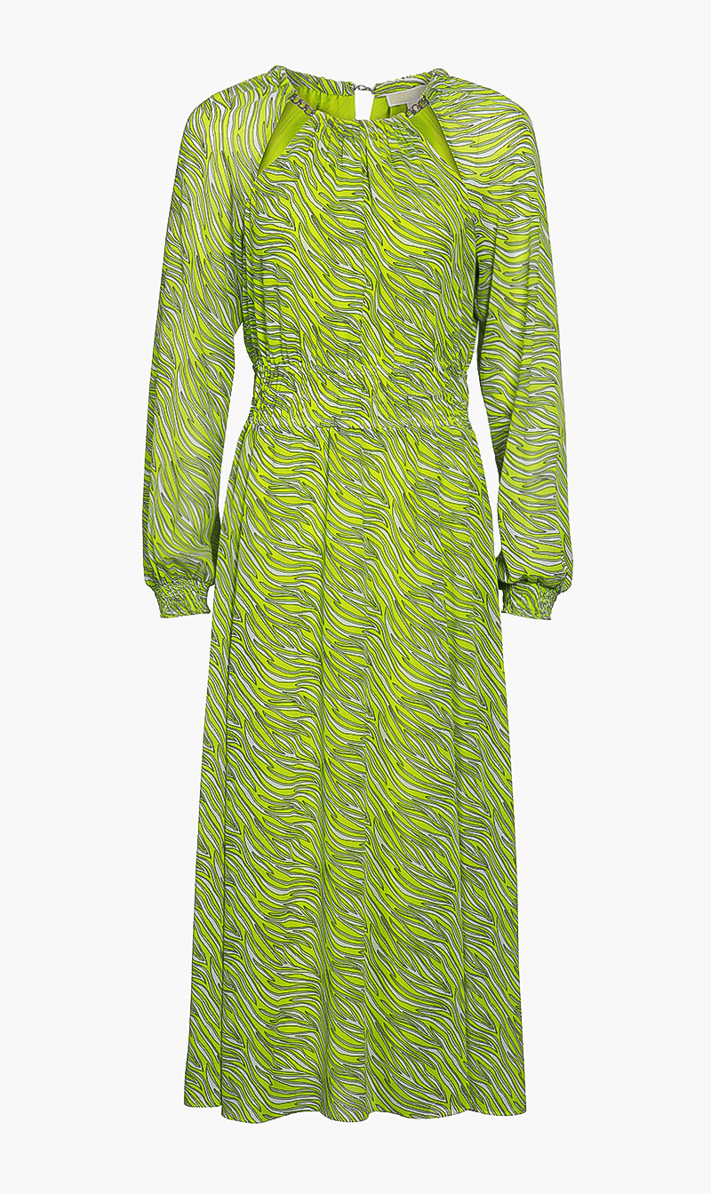 

Zebra Print Midi Dress, Green