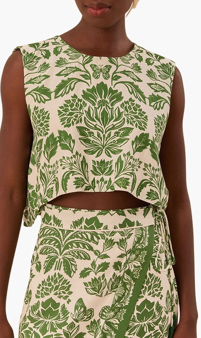 Farm Rio Green Delicate Tapestry Top for Women