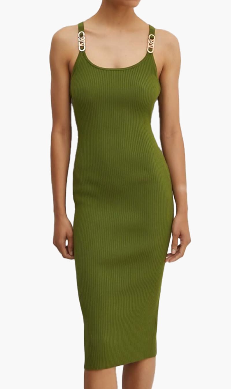 

Michael Kors Green Empire Hw Midi Tank Drs for Women | The Deal Outlet