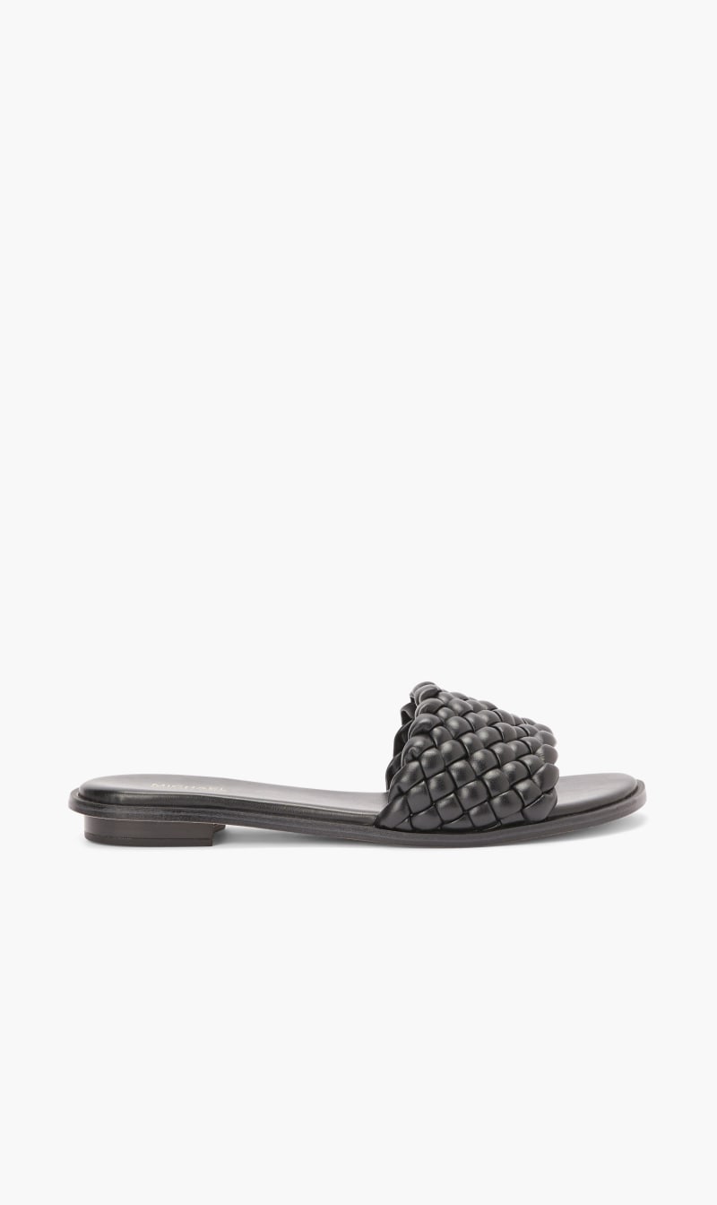 

Michael Kors Black Deanna Braid Slide for Women | The Deal Outlet