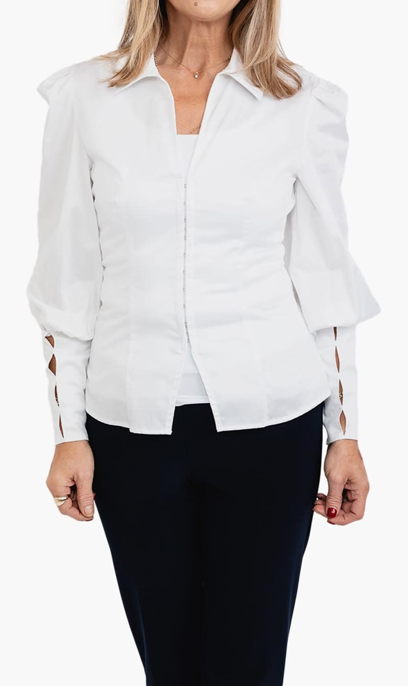 

Guess White Ls Rina Lace Up Top for Women | The Deal Outlet