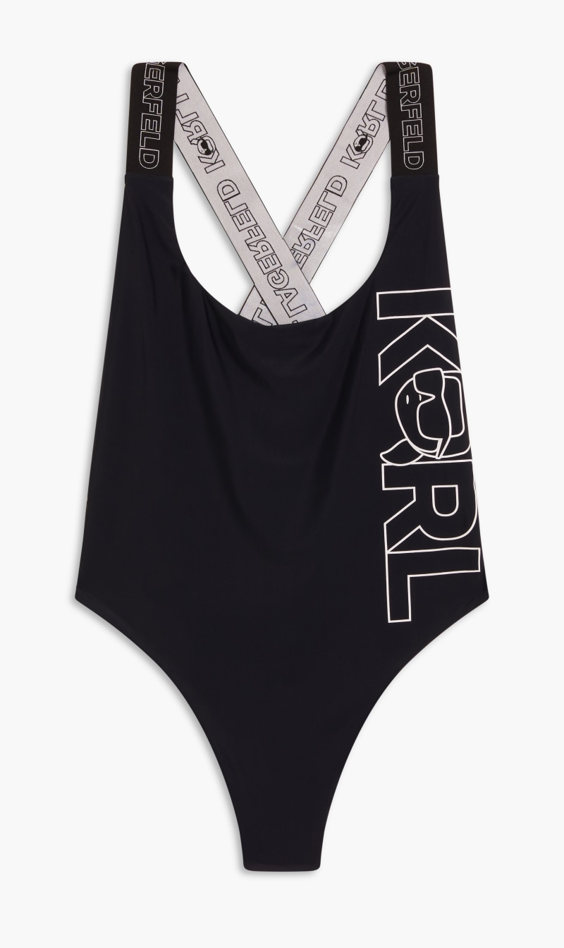 

Karl Lagerfeld Black Ikonik 20 Swimsuit With Elastic for Women | The Deal Outlet