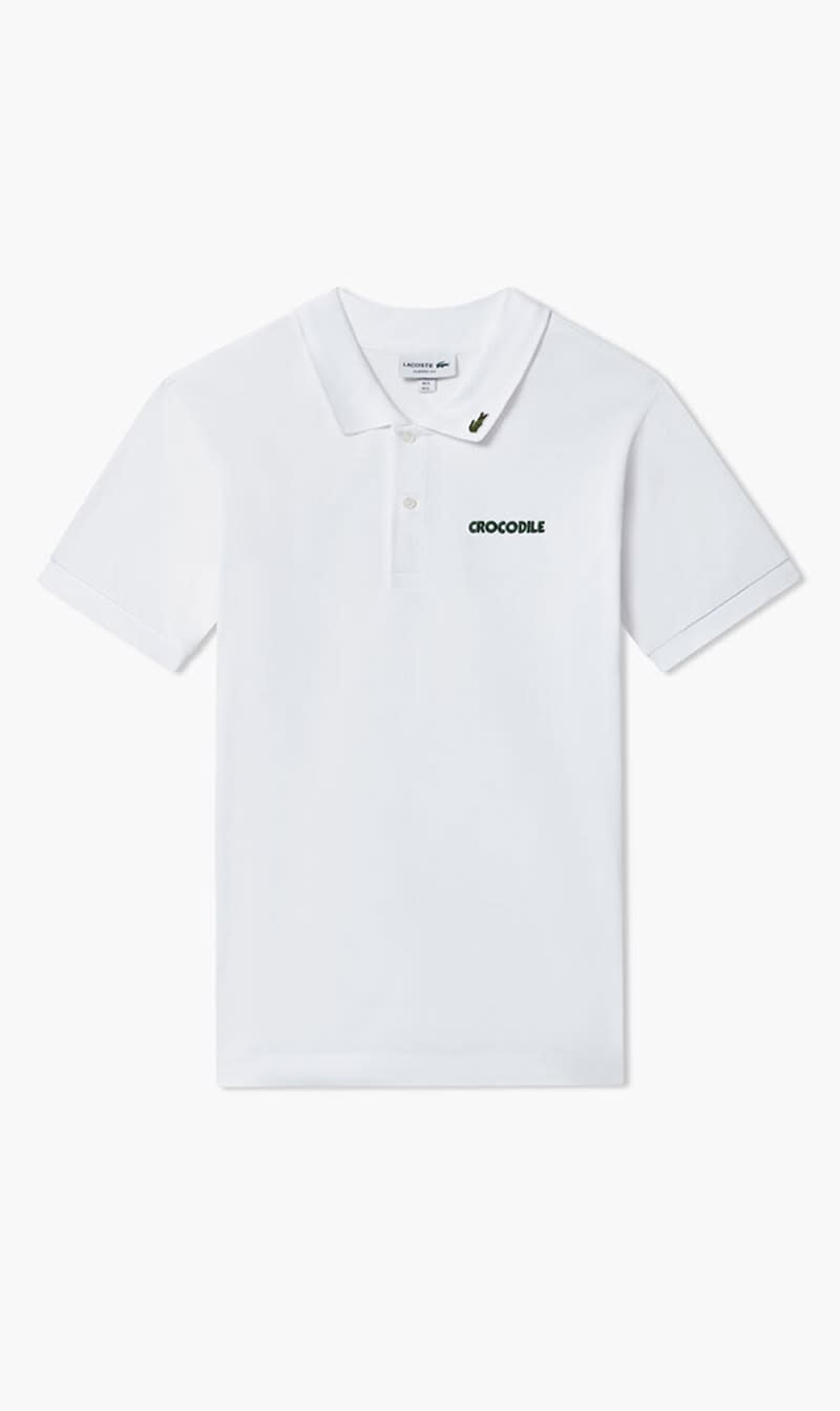 

Lacoste White Original L.12.12 Embroidered Slogan Polo Shirt for Men | The Deal Outlet