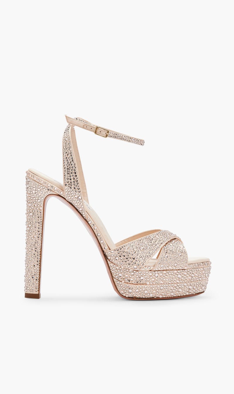 

Aquazzura Firenze Pink Divine Crystal Sandal Plateau 130 for Women | The Deal Outlet