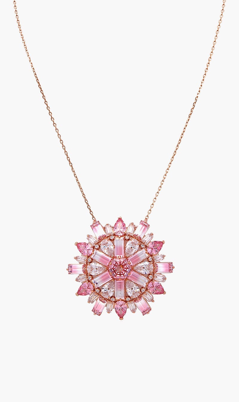 Swarovski Pink Idyllia Pendant And Brooch for Women