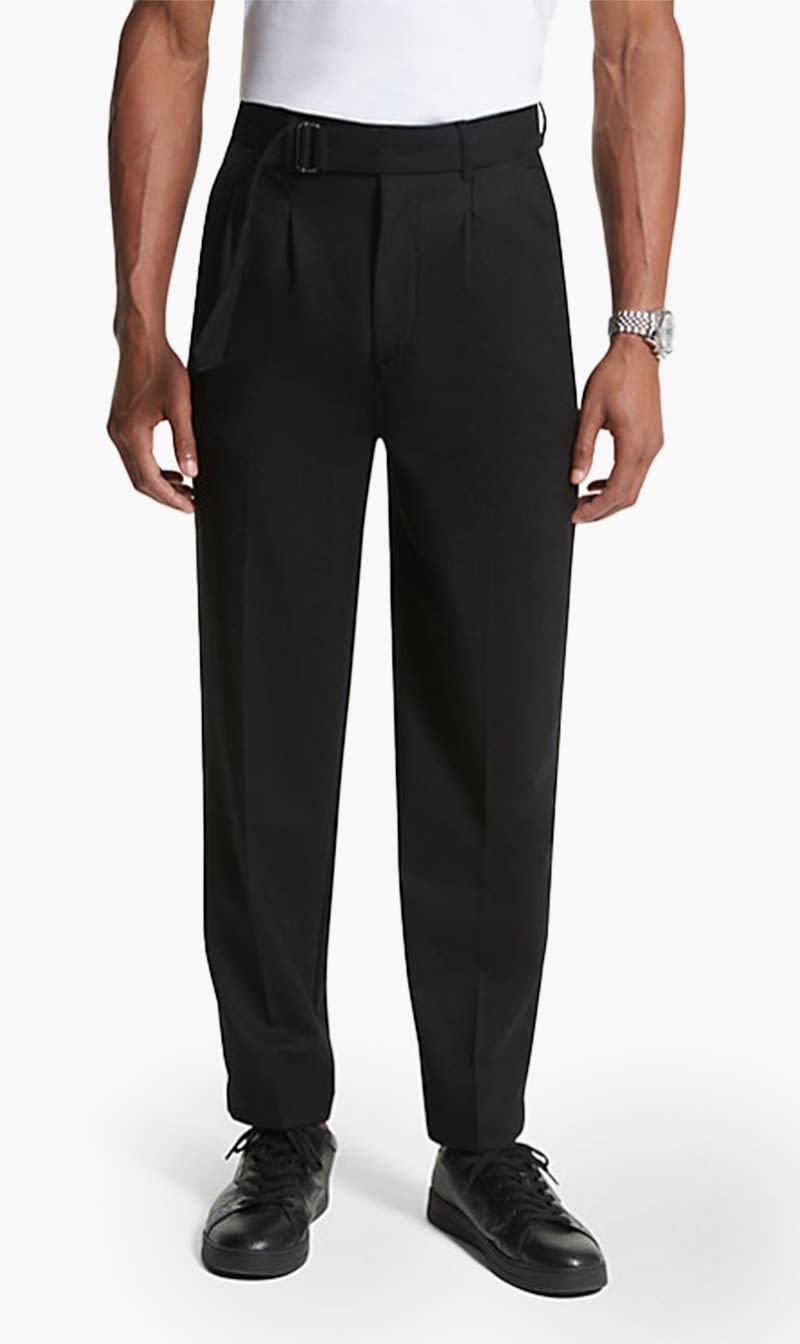 

Michael Kors Black Stretch Wool Flannel Belted Trousers for Men | The Deal Outlet