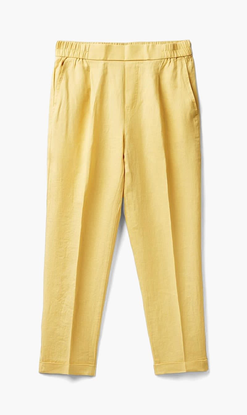 Yellow United Colors Of Benetton Pink Linen Trousers for Women