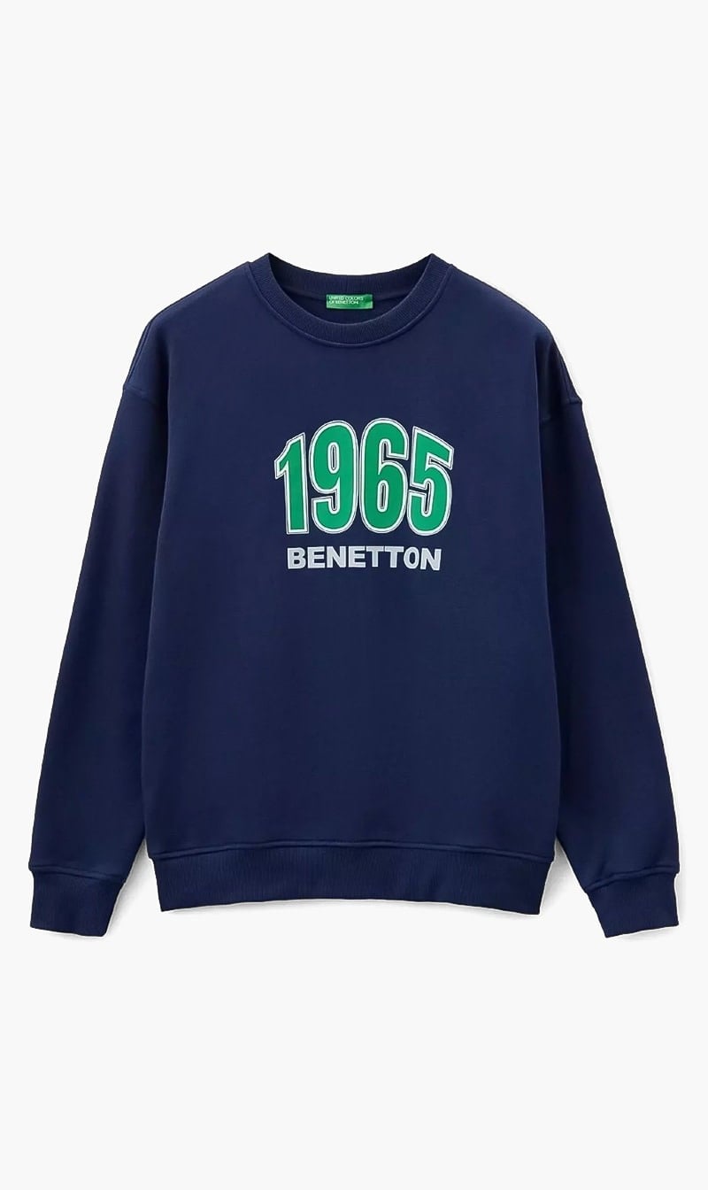 Blue United Colors Of Benetton Grey Logo Sweatshirt for Men
