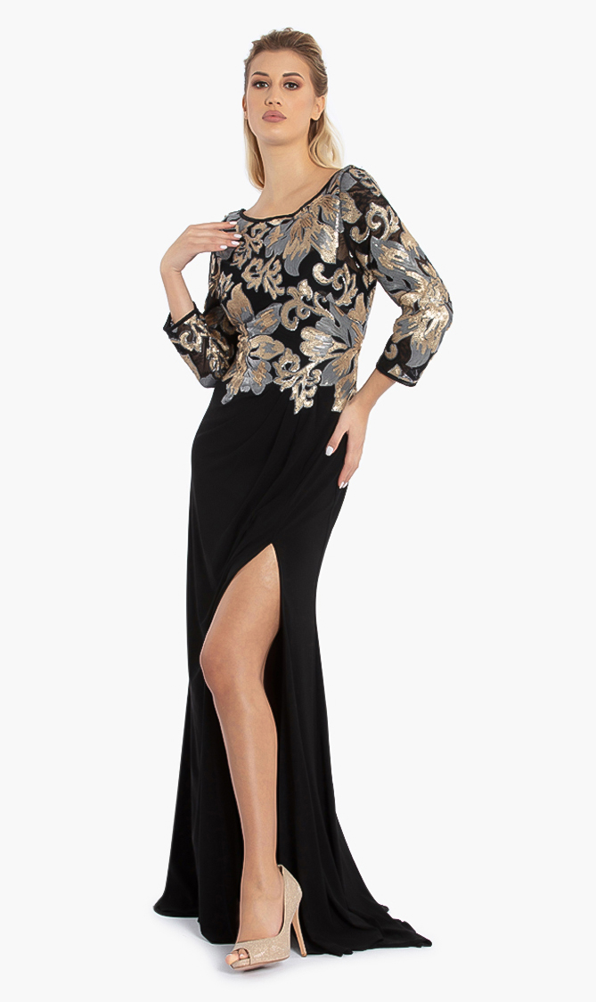 

Sequin Evening Dress, Black
