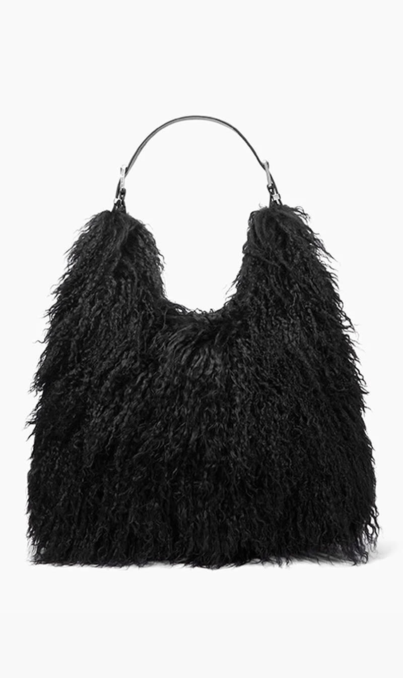 

Michael Kors Black Nolita Large Shearling Leather Hobo Shoulder Bag for Women | The Deal Outlet