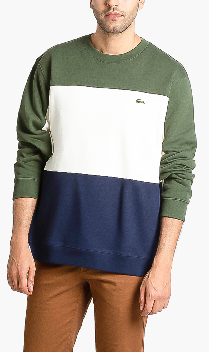 

Lacoste Crew Neck Colorblock Piquãƒâ© Fleece Sweatshirt