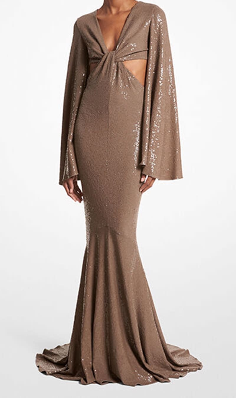 

Michael Kors Brown Hand Embroidered Gown for Women | The Deal Outlet