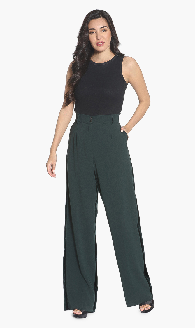 

Marina Rinaldi Green Ravenna Straight Cut Pants for Women | The Deal Outlet