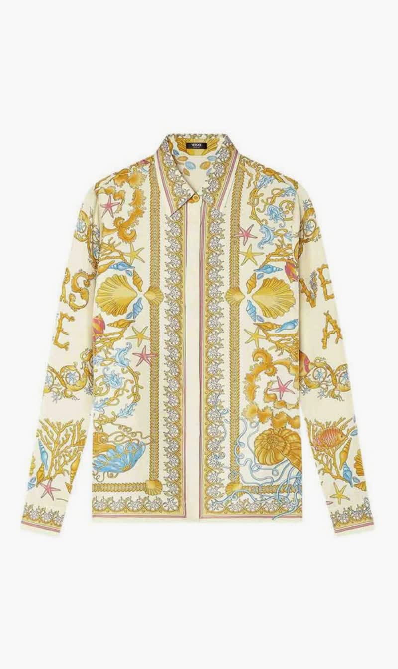 

Versace Multi-color formal Shirt Underwater Barocco Foulard On Silk Twill for Women | The Deal Outlet