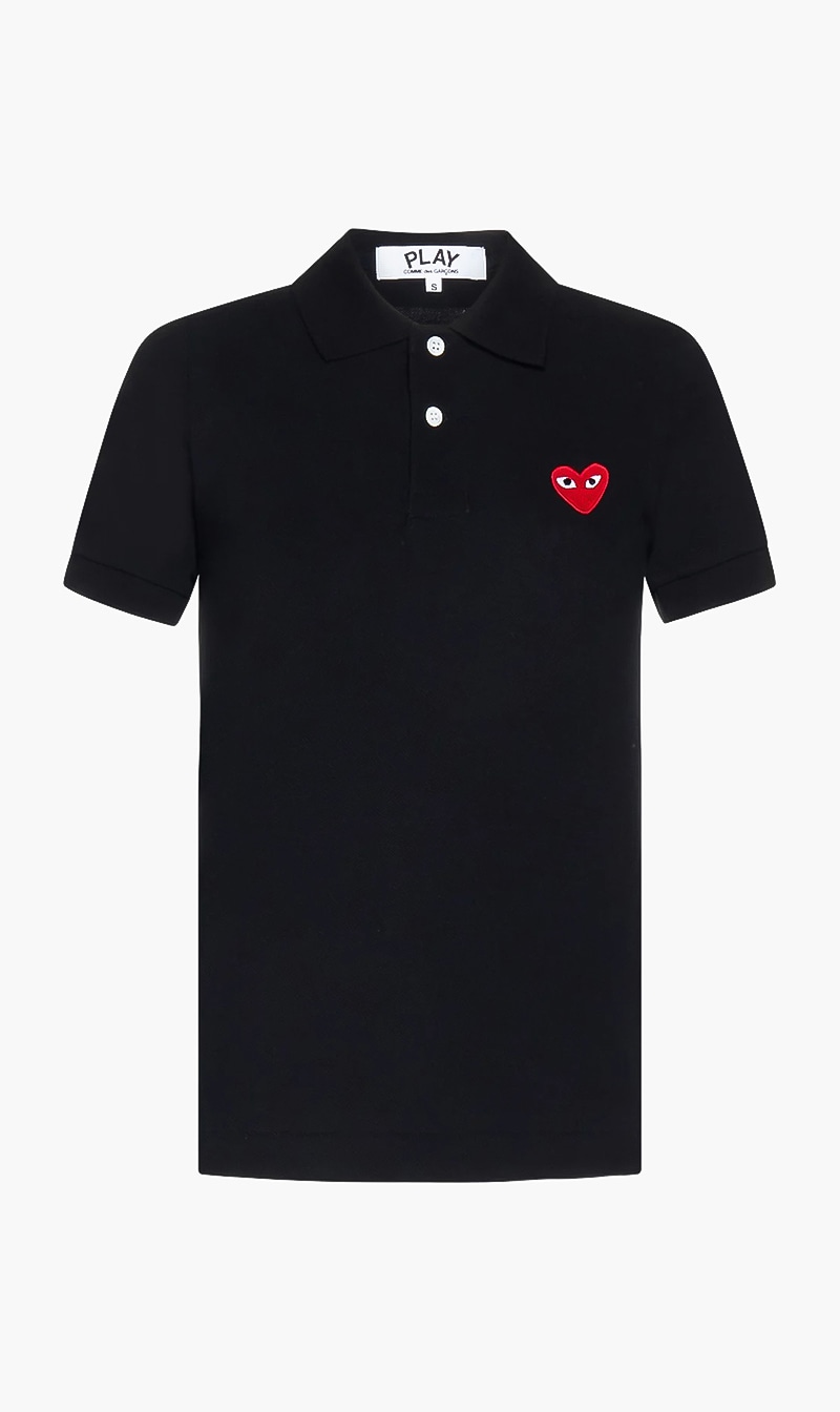 

Logo Appliqué Cotton Polo, Black