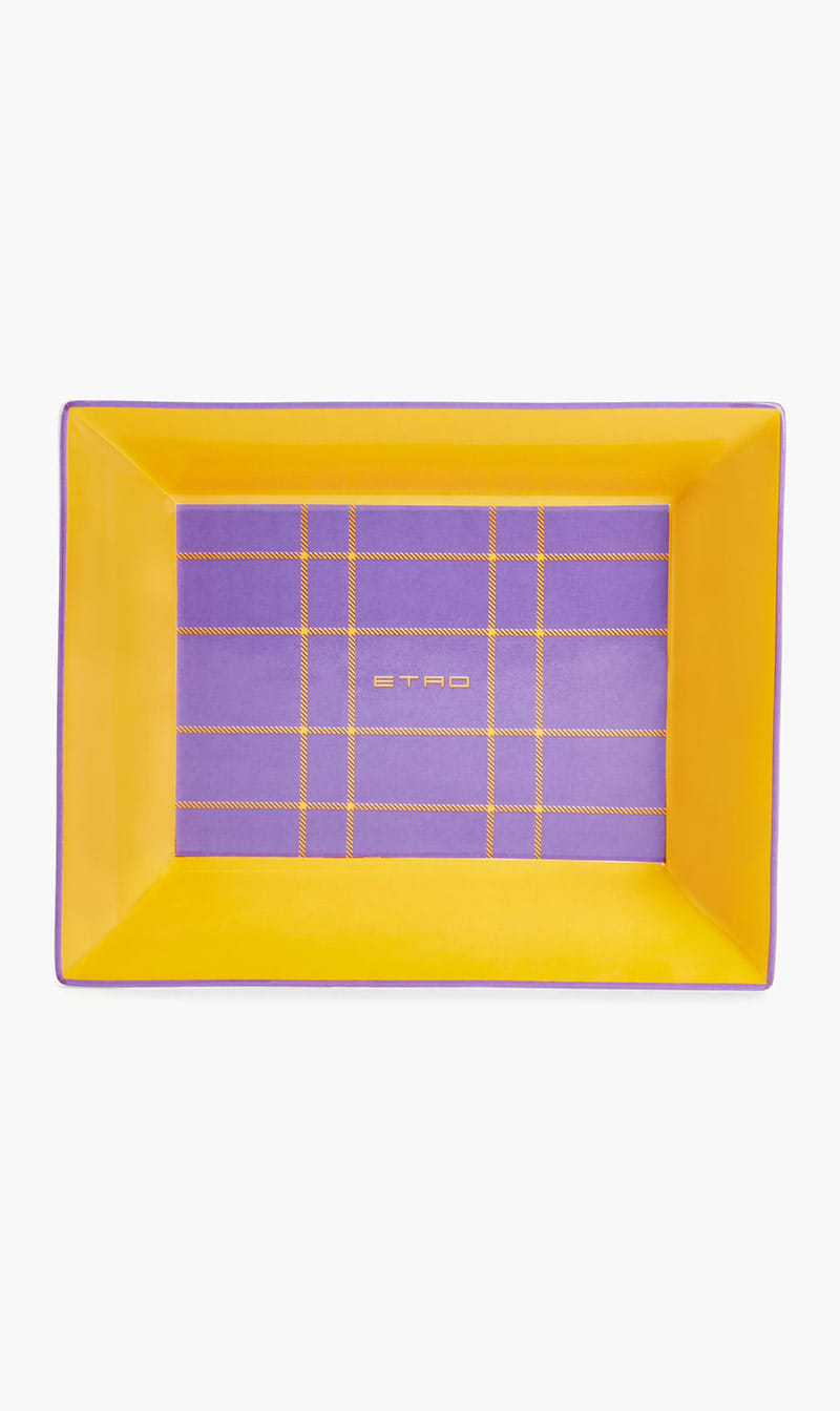 

Etro Yellow Tartan Trinket Tray Rectangular Small Yellow | The Deal Outlet