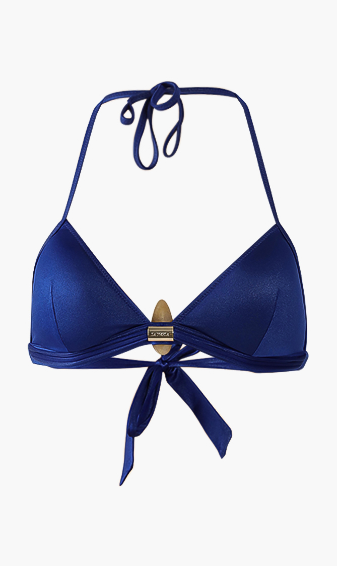 

Triangle Halter Bikini Top, Blue