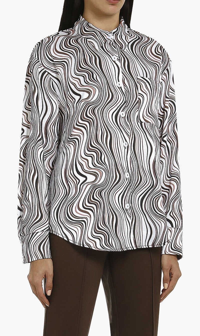 

Wave Print Shirt, Brown