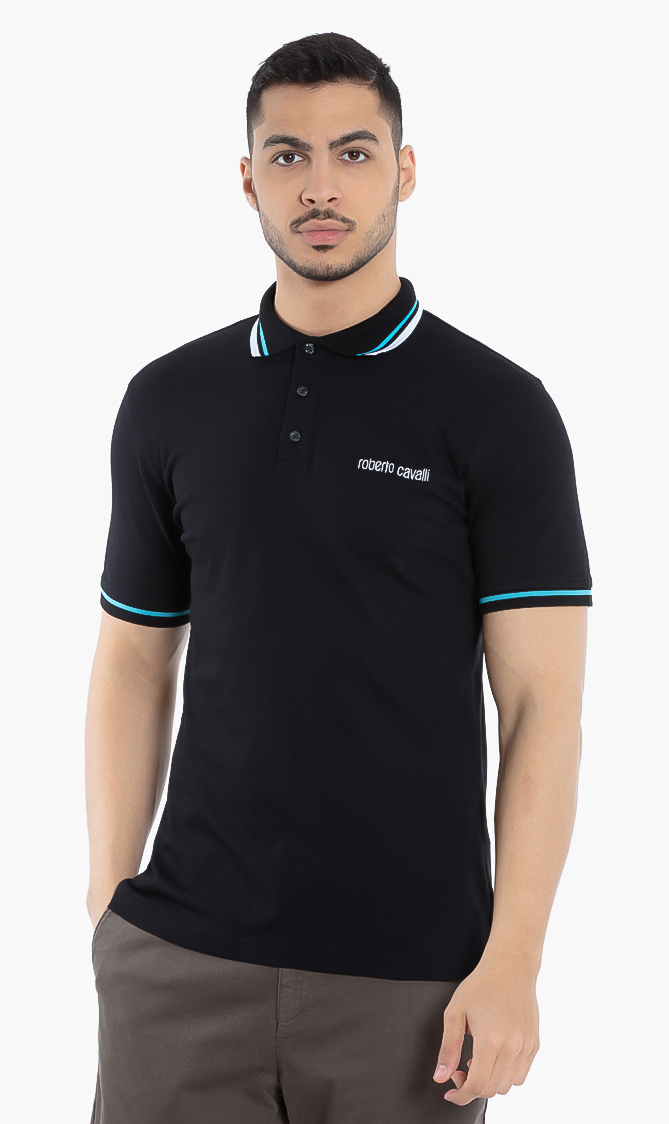 

Roberto Cavalli Contrast Stripes Trim Polo Shirt