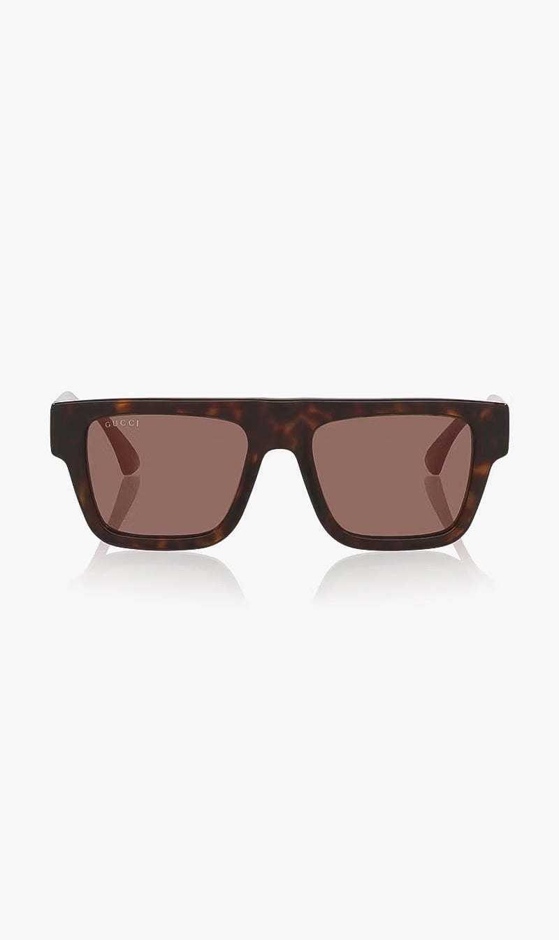 Brown Gucci Black Rectangular Sunglasses for Men