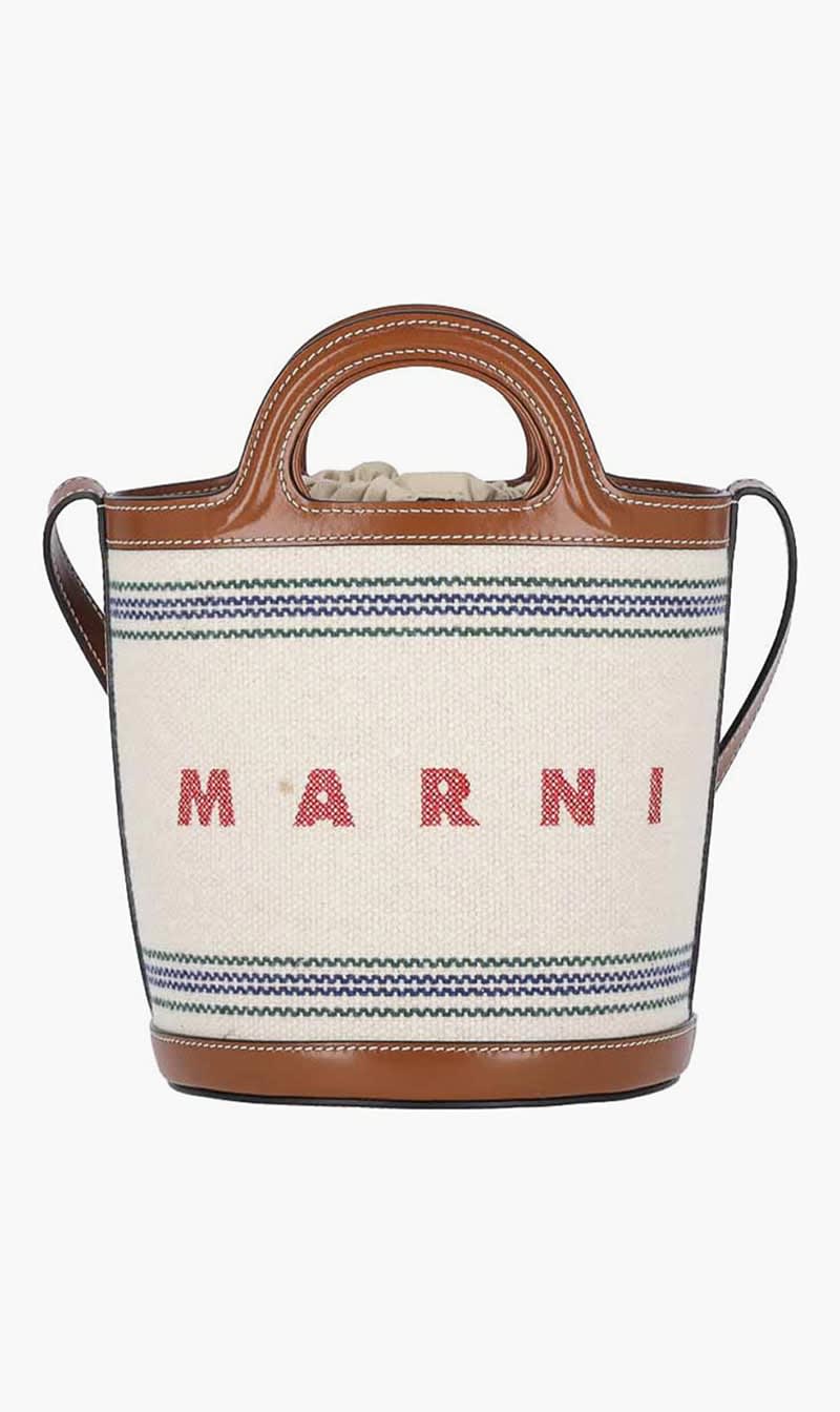 

Marni Brown Tropicalia Small Bucket Bag for Women | The Deal Outlet