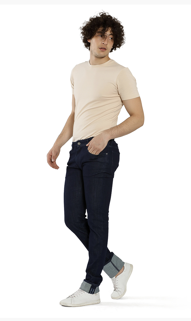 

Tuned-up Hem Stretch Jeans, Blue