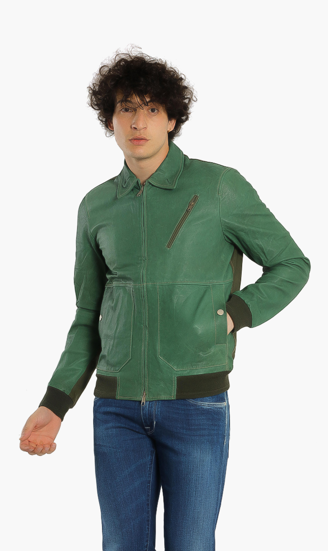 

Jacob Cohen Colorblock Leather Jacket