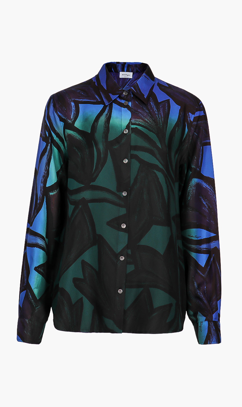 

Patch Print Long Sleeves Shirt, Blue