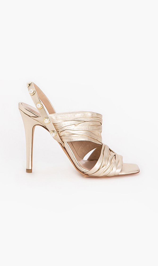 INGIE PARIS Drapped Sandal With Pearl Ankle Strap