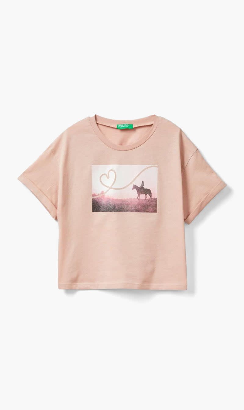 Pink United Colors Of Benetton Black Graphic T-shirt for Boys