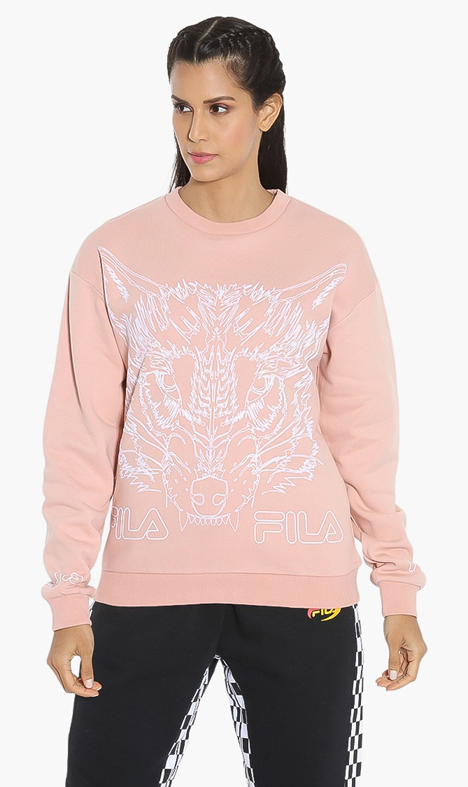 

Halpern Flocked Outline Wolf Sweatshirt, Pink