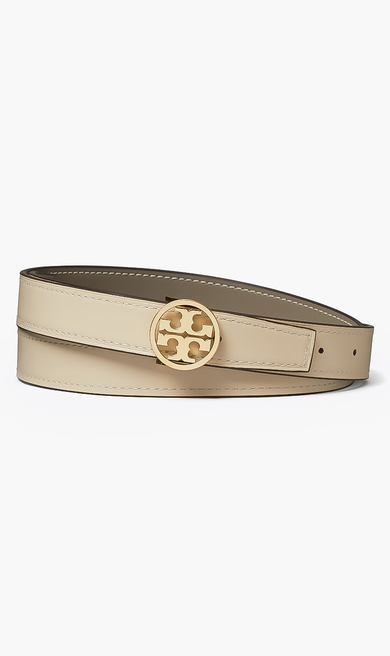 

Tory Burch Grey 1" Miller Smooth Reversible Belt for Women | The Deal Outlet