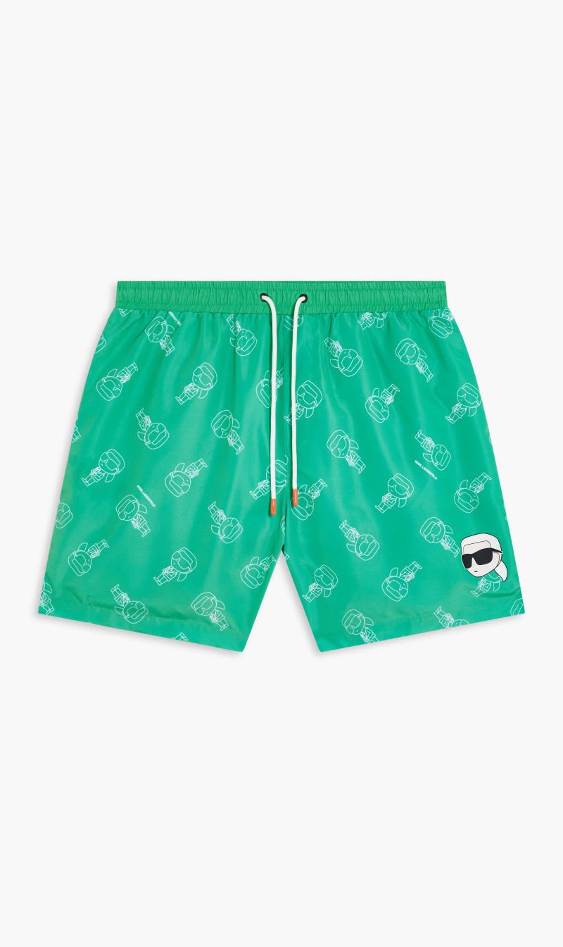 

Karl Lagerfeld Green Ikonik 20 Aop Med Boardshorts for Men | The Deal Outlet