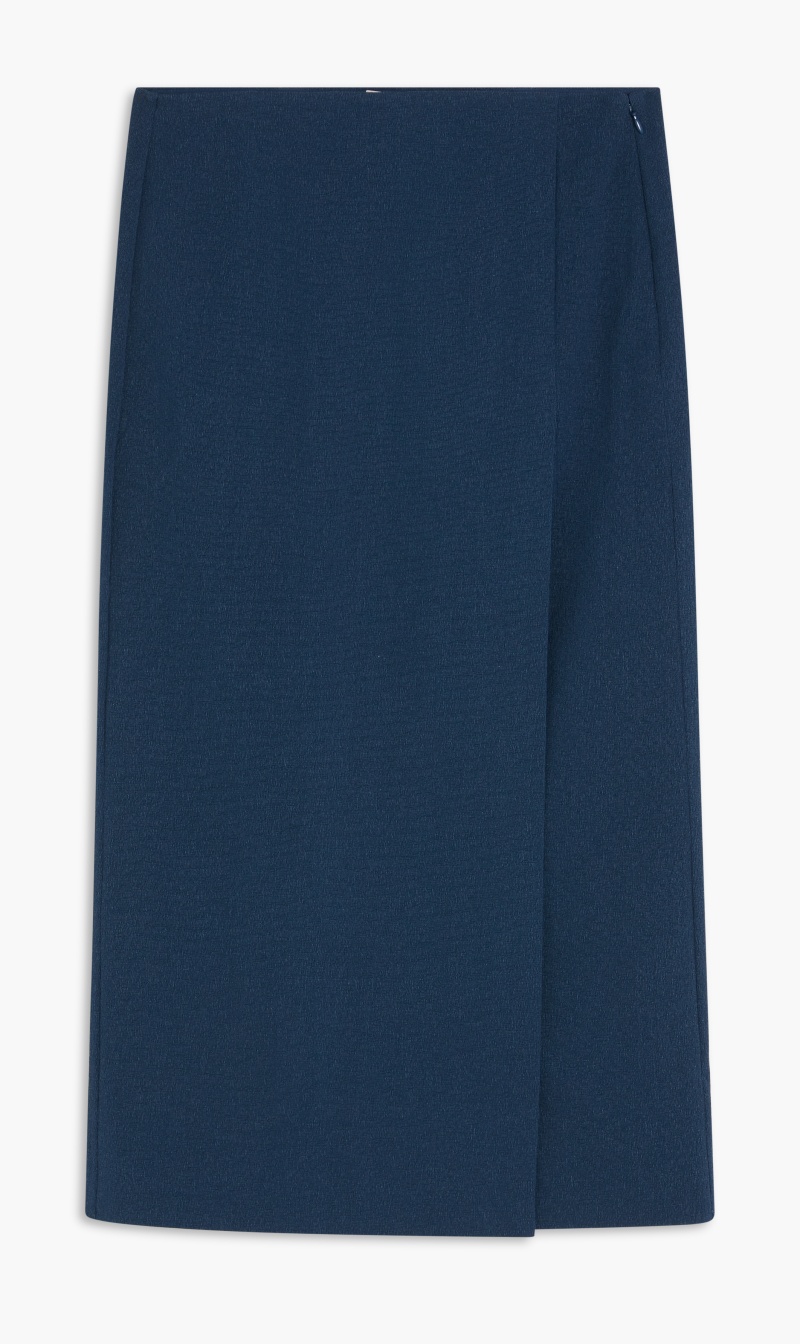 

Tory Burch Blue Stretch Faille Wrap Skirt for Women | The Deal Outlet