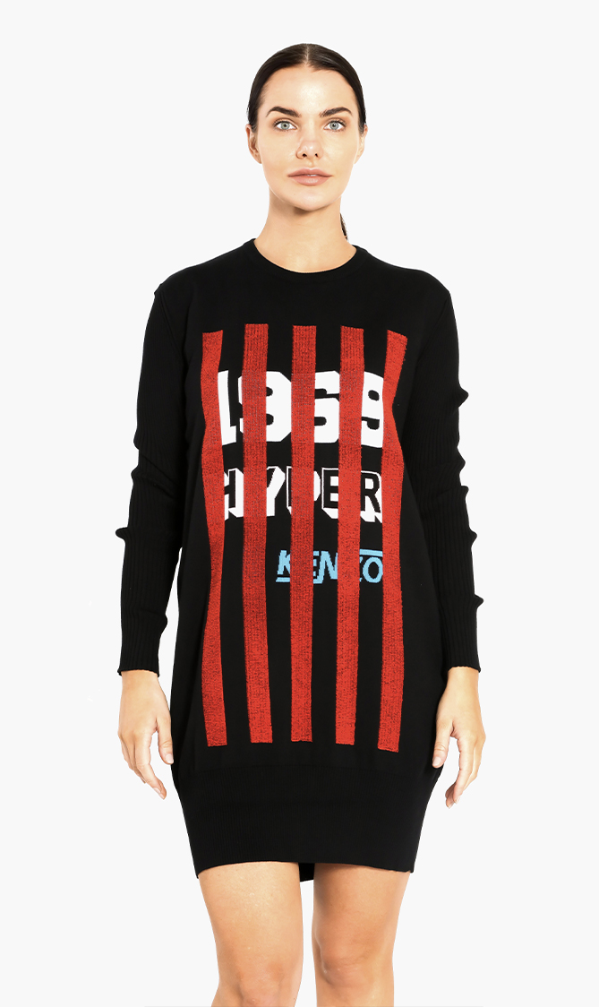 

Light Jacquard Sweater Dress, Black
