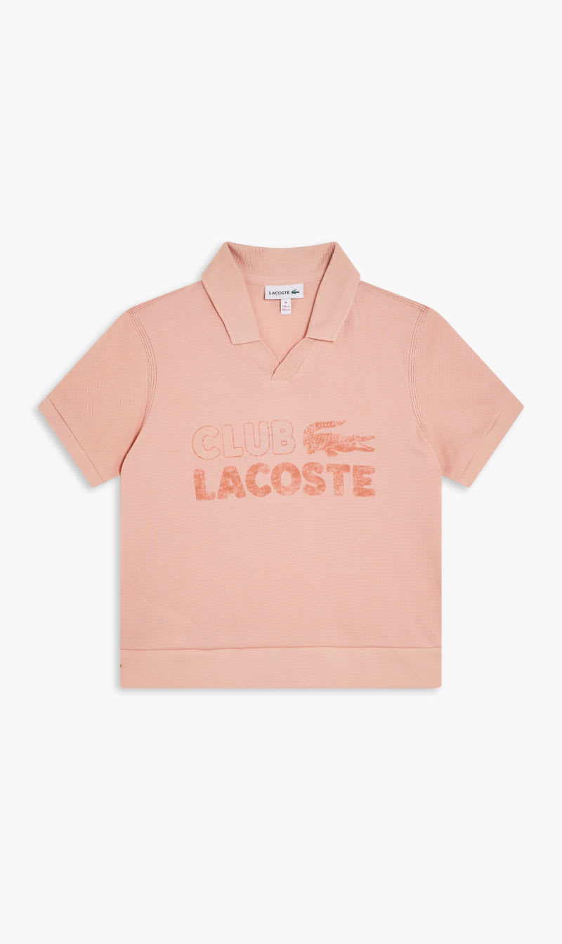 

Lacoste Pink Short Sleeved Ribbed Collar Shirt for Girls | The Deal Outlet