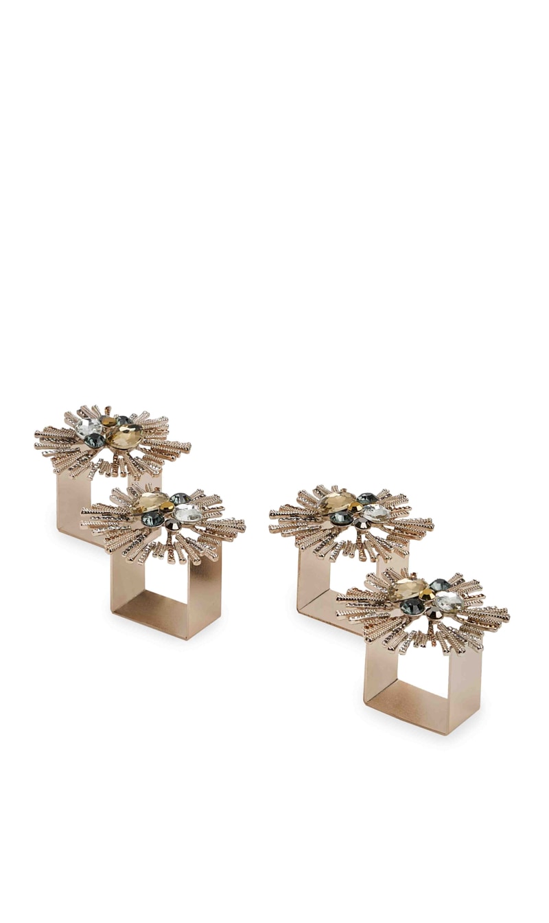 

Kim Seybert Gold Bijoux Napkin Ring In Champagne & Crystal, Set Of 4 | The Deal Outlet