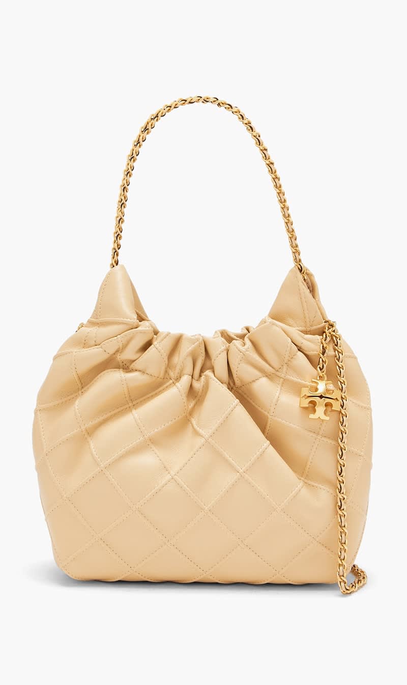 

Tory Burch Beige Mini Fleming Drawstring Bag for Women | The Deal Outlet