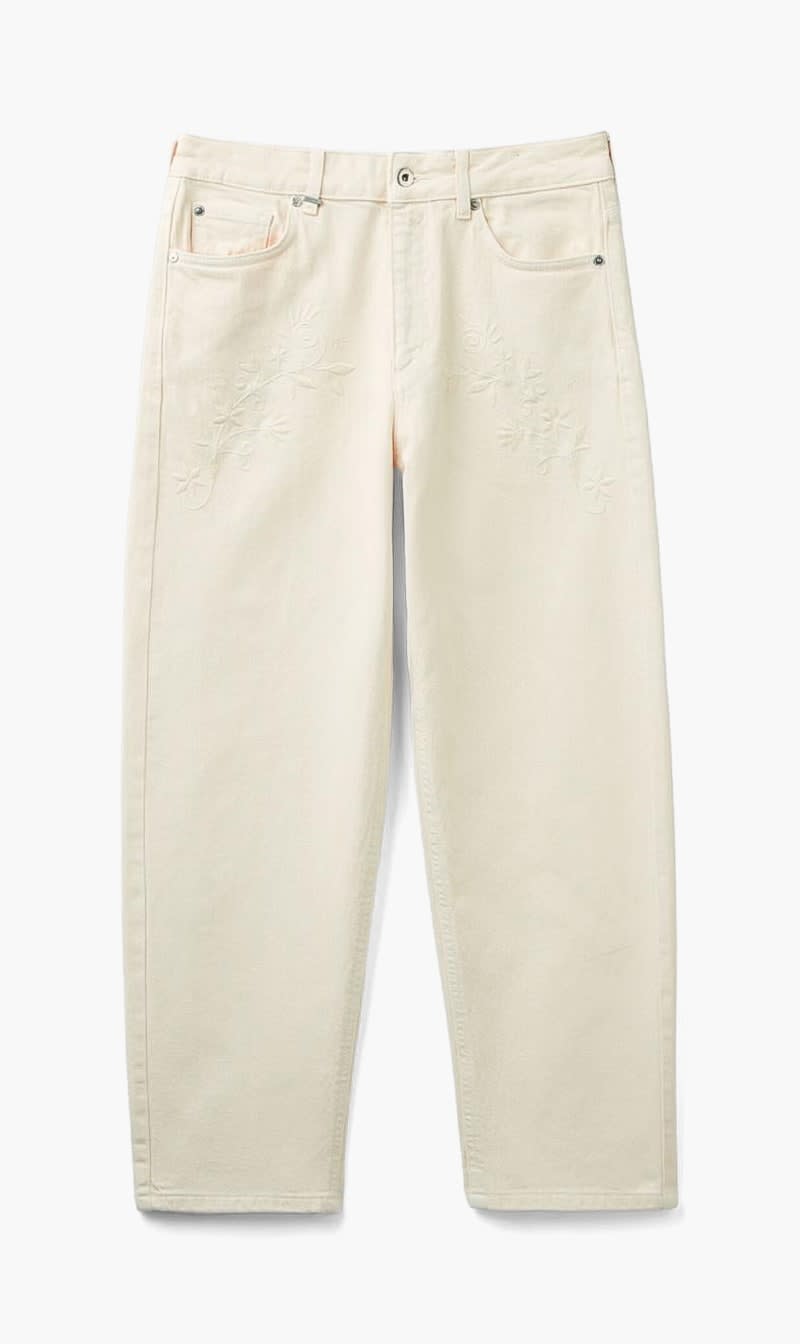 United Colors Of Benetton Beige Floral Embroidery Trousers for Women