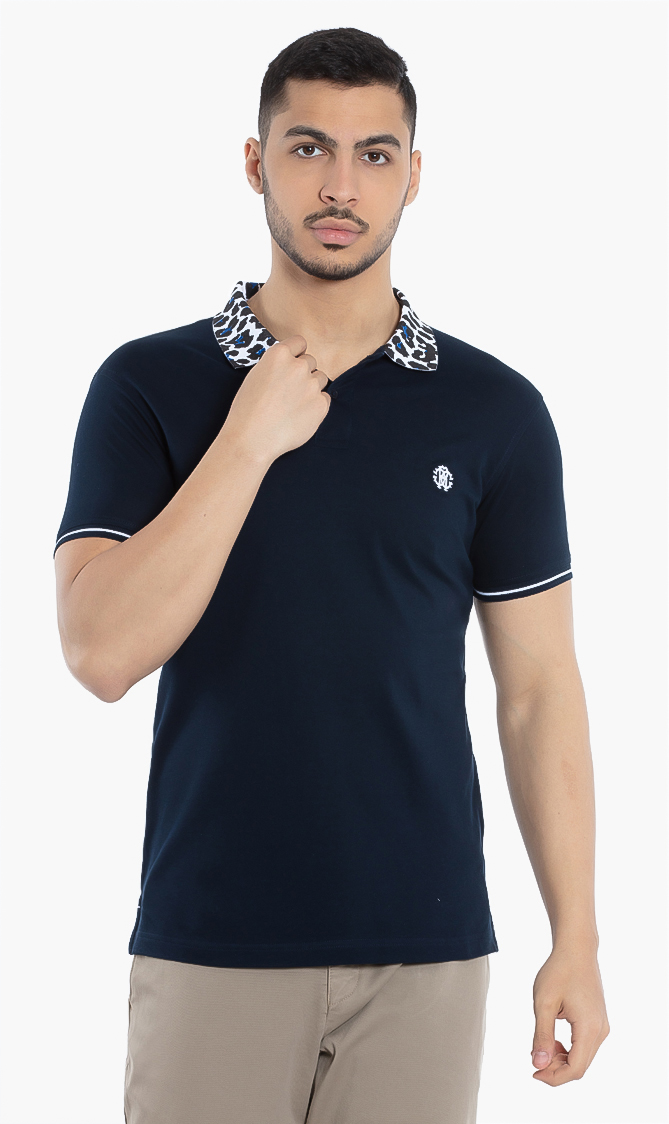 

Roberto Cavalli Leopard Collar Polo Shirt